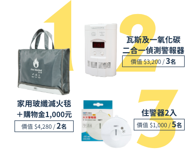 家用玻纖滅火毯,二合一偵測警報器,住警器